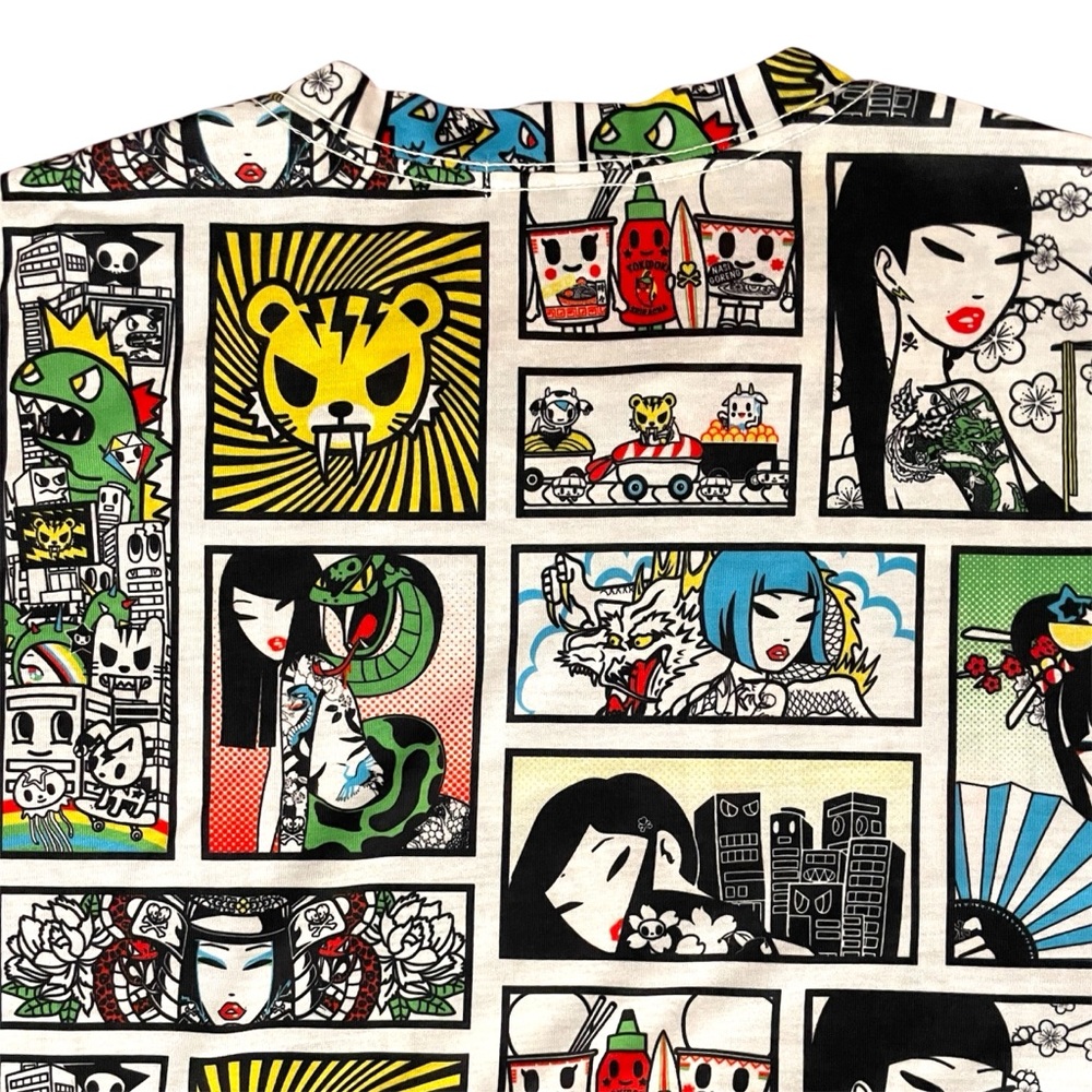 Tokidoki Comic Strip Retro Tattoo Girl Kaiju Tiger T-Shirt Men’s Large Tee NWT - Picture 4 of 4